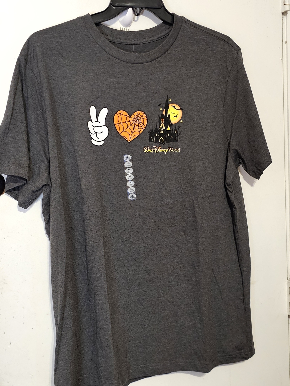 Disney Mickey Mouse Walt Disney World Halloween Gray Short Sleeve Unise Tee, XL